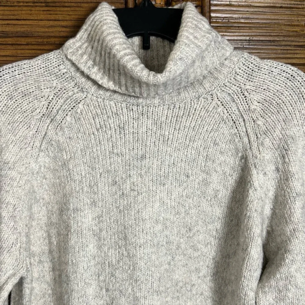 MICHAEL KORS Wool Chunky Knitted‎ Turtleneck Cream/Gray Sweater Women Pullover L